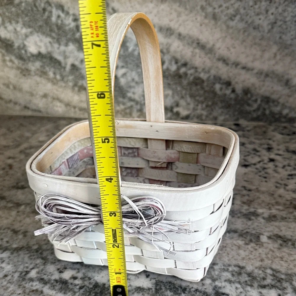 White Woven Decorative Basket with Bow